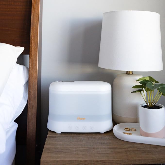 Crane 0.5 Gallon Top Fill Cool Mist Humidifier & Essential Oil Diffuser, Whisper-Quiet, 15-Hour Run Time, Night Light, Small Room Air Humidifier, Perfect For Office, Bedroom or Nursery