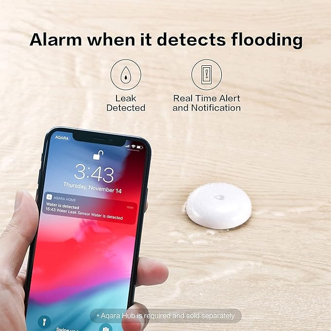 Aqara Water Leak Sensor 3 Pack and Smart Valve Controller T1 Kits,Supports App Remote Control Shutoff and Notifications,Works with HomeKit,Alexa,Google,IFTTT