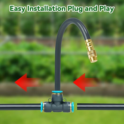 360° Adjustable Drip Irrigation System 100FT,5/16" Garden Watering Kit with 16 Copper Nozzles,82Pcs Drip Irrigation Kit，Automatic Misting Sprinkler System for,Raised Bed, Patio, Lawn & Yard Care