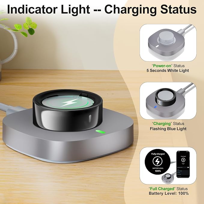 Compatible with Aura-Ring Gen 4 Charger Size 7, Safe & Fast Charging Dock | Replacement Portable Quick Charger with USB-C Cable, Bedside Charging Accessories for Traveling, Sleeping or Daily Life