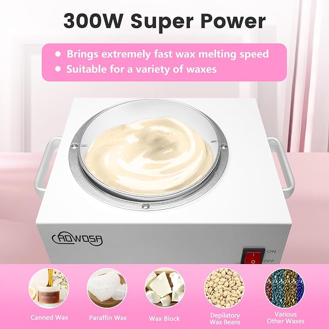 Single Wax Warmer Professional 3L Electric Wax Heater Machine Hold 5.5 Lbs for Hair Removal, Large Waxing Pot Paraffin Facial Skin Body SPA Salon Equipment with 100 Sticks