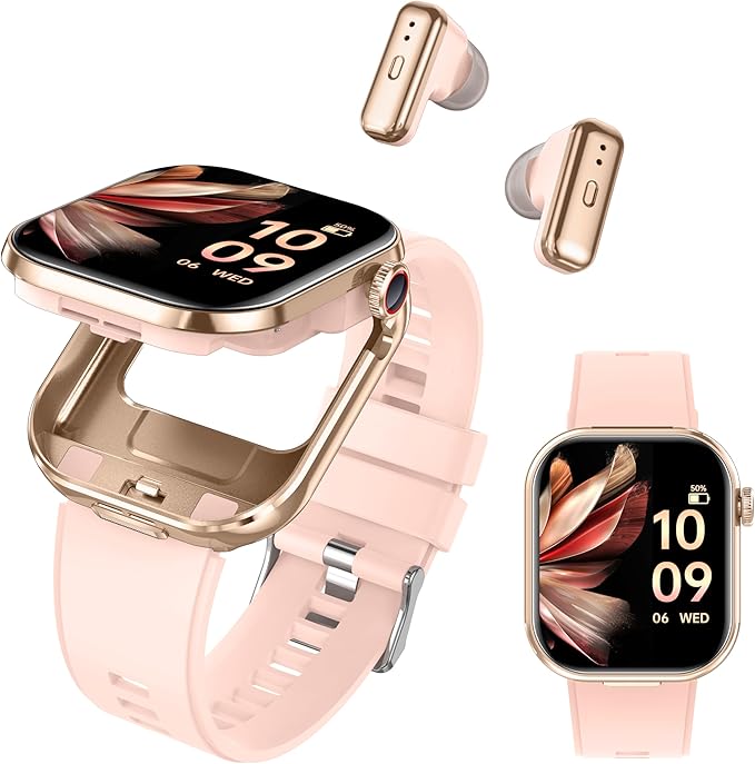 Smart Watch with Earbuds,2.02" HD Screen,2 in 1 Smart Watches for Women,Waterproof Fitness Tracker Watch with Wireless Earphone Compatible for Android iOS with Sports Monitor Sleep