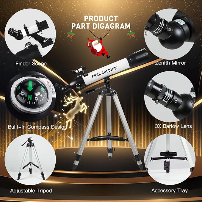 Telescopes for Adults High Powered, 700x90mm AZ Astronomical Professional Refractor Telescope for Beginners Astronomy with Advanced Eyepieces, Cool Astronomy for Christmas, White
