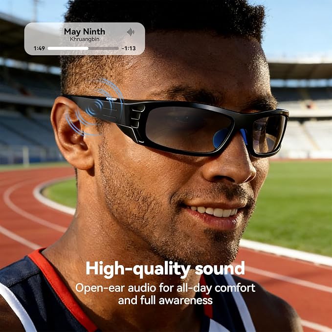 Smart Glasses for Men & Women: Real-Time Translation, Bluetooth Music & Calls, Photochromic Lenses with UV & Blue Light Protection – Perfect for Hiking & Cycling