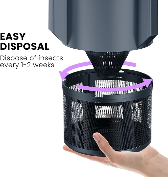Solar Mosquito Trap Outdoor Waterproof, Rechargeable Fly Trap with Solar Panel Sensor and Lighting, Mosquito Zapper Flying Insect Bug Trap for Home, Patio, Backyard, Camping