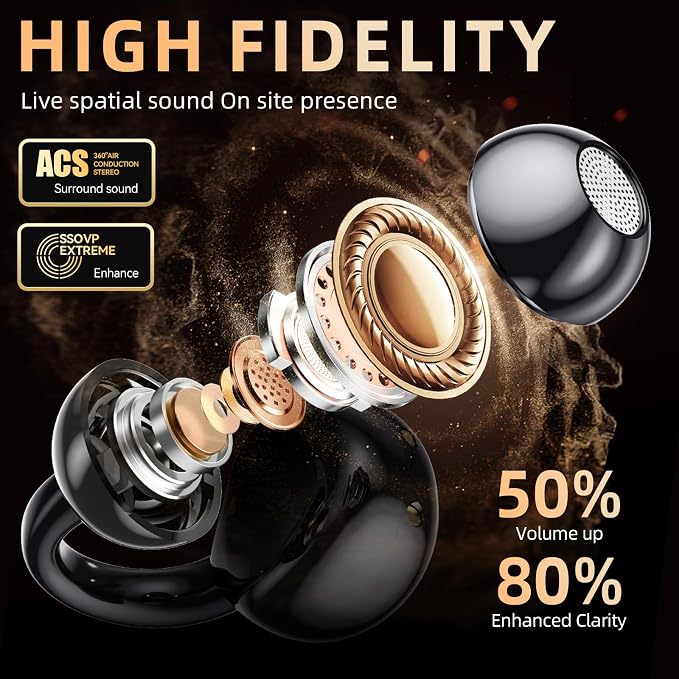 Jewelry-Inspired Clip On Earbuds,Comfortable Fit Open Ear Clip-On Headphones,Wireless Bluetooth Ear Cuff Headphones for Women,Earrings Earbuds for Running,Office,Sport&Gift (Butterfly - Black)