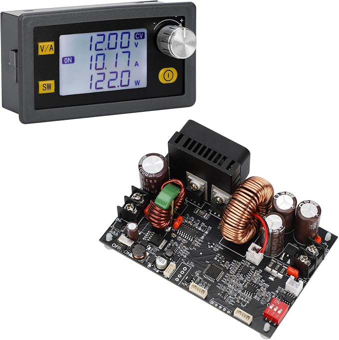 DROK CNC DC Buck Converter with Meter, 6-70V to 0-60V 20A 1200W, DC 5V 9V 12V 24V 36V 48V 60V Fixed Output Voltage, Adjustable Power Supply Voltage Regulator Step Down Module