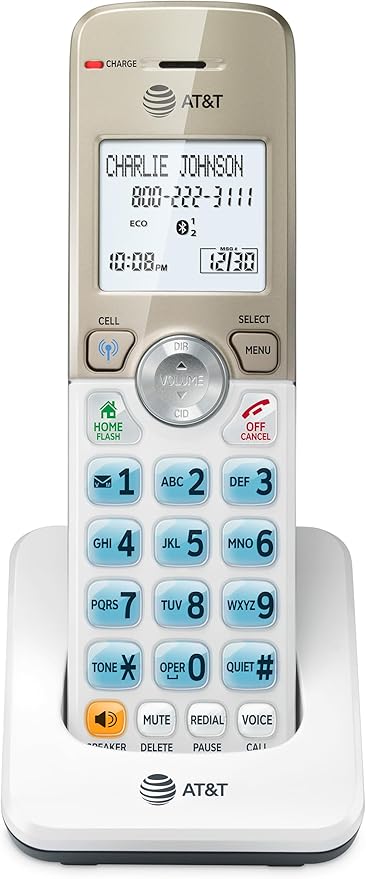 AT&T DL70019 Additional Handset for DL72x19 Series Cordless Phone - Bluetooth Connect to Cell, Smart Call Blocker, 1.8" Backlit Display, Big Buttons, Intercom