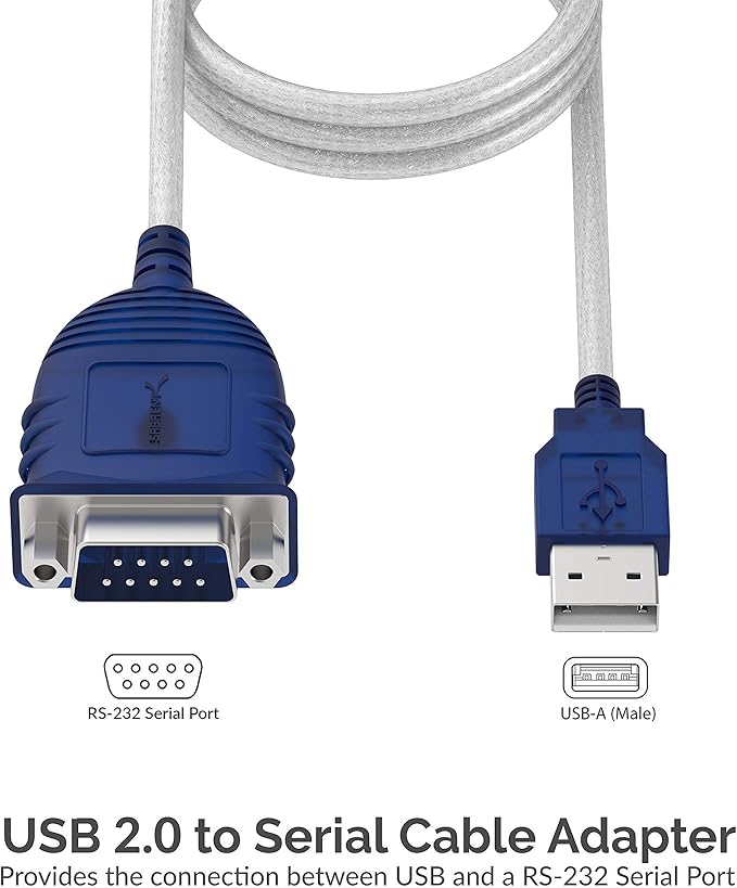 SABRENT USB to Serial (9 Pin) DB 9 RS 232 Converter Cable, Prolific Chipset, HEXNUTS+ USB 3.0 Extension Cable A Male to A Female [Black] 3 Feet