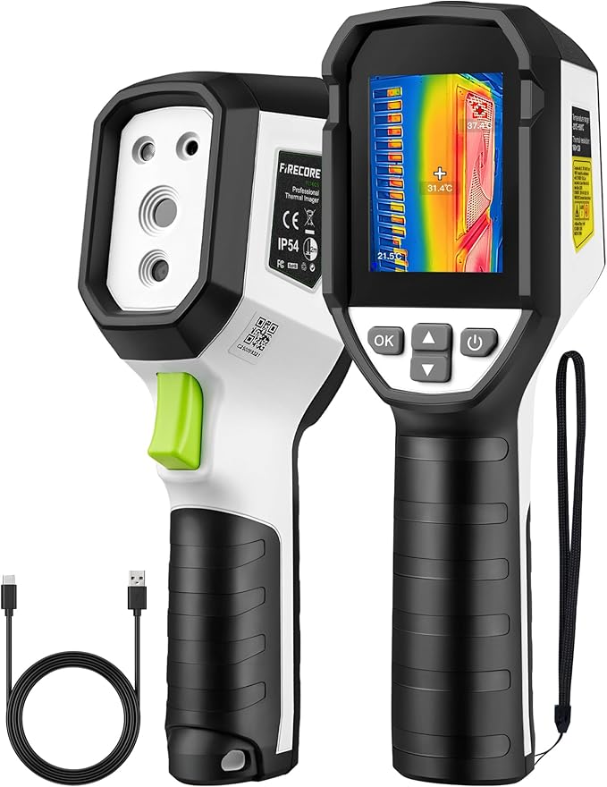 Firecore FI160S Thermal Imaging Camera, 320x240 Super Resolution Infrared Imager, 32GB,-4°F~1022°F, 25Hz Handheld Infrared Camera with Laser for HVAC Electrical Home Inspection Plumbing Leak Detection