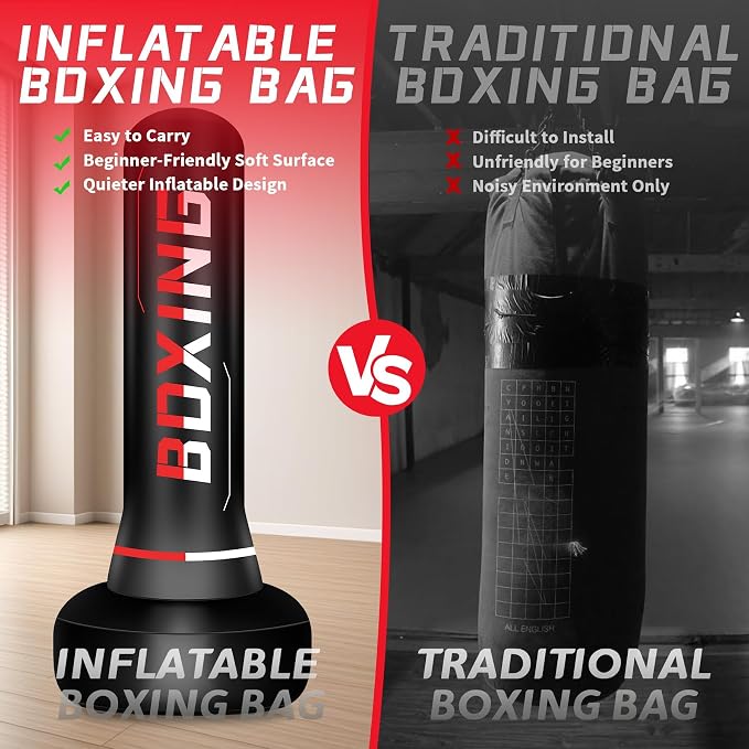Freestanding Punching Bag for Adults,70" Heavy Duty Boxing Bag with Stand, Kickboxing and MMA Muay Thai Training Equipment for Men and Women Beginners