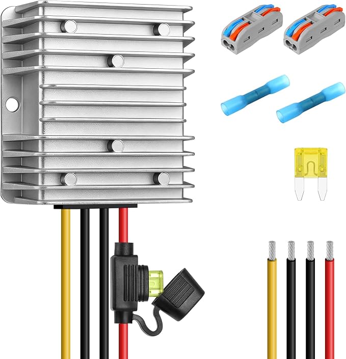 36V 48V to 12V Converter 20A 240W Waterproof DC-DC Step Down Voltage Regulator Reducer with Fuse, Buck Power Supply Transformer for Golf Cart, Forklift, Car