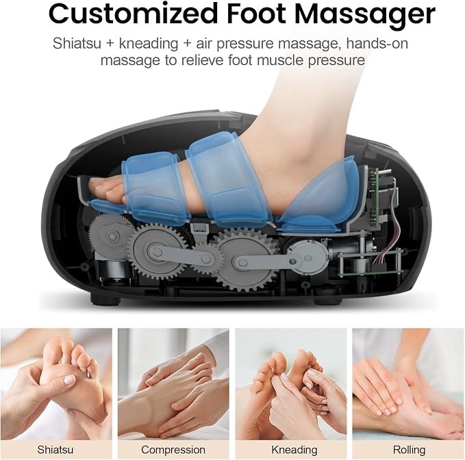 Shiatsu Foot Massager Machine with Heat, Upgraded Deep Kneading Feet Massager for Deliver Pain Relief, Plantar Fasciitis, Neuropathy, Gifts for Women/Mom & Dad, Father’s & Mother’s Day, Fits up to 13”