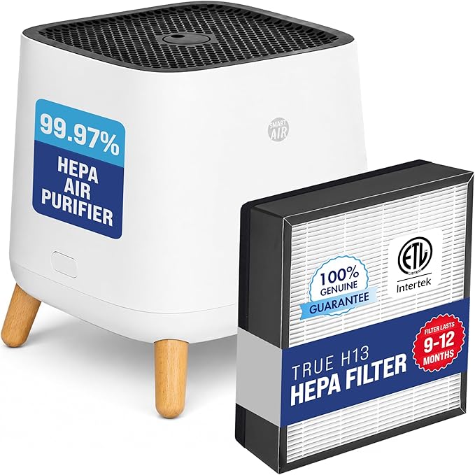 Smart Air(AKA Smart Health) Sqair Air Purifier|H13 HEPA 99.97%| Cleans up to 900 sq ft/30 mins, 23 - 52 dB| For Home, Bedroom, Office, Kitchen|Reduces Allergies, Smoke, Dust, Pet Odors
