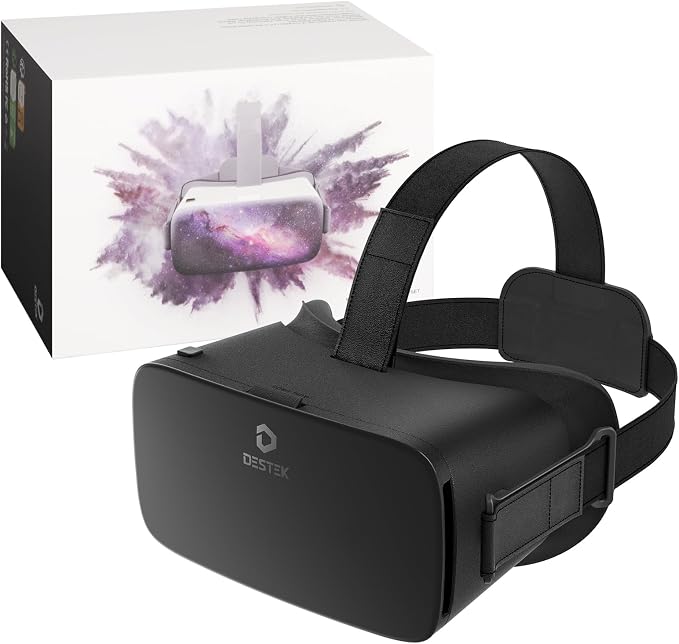 DESTEK V5 VR Headset for Kids & 5.5in-7.0in Screen Phone & 100+ Apps, Touch Button for YouTube, 110° FOV Anti-Blue Light HD Lenses, Compatible with iPhone & Android