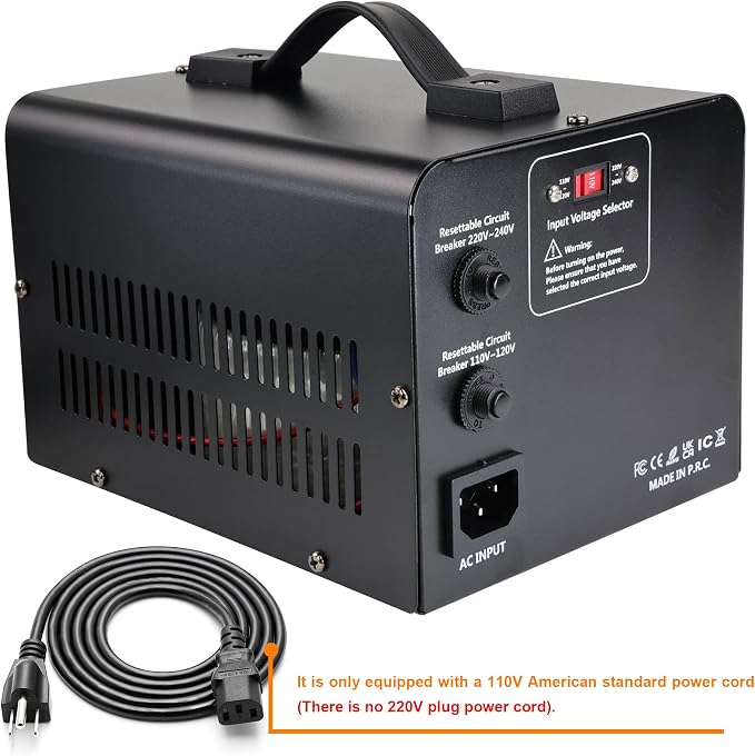 Yinleader 1000W 110V to 220V EU Voltage Converter Transformer Step Up/Down Converter 110/120 Volt - 220/230/240 Volt w/US Power Cord(NO 220V Power Cord)