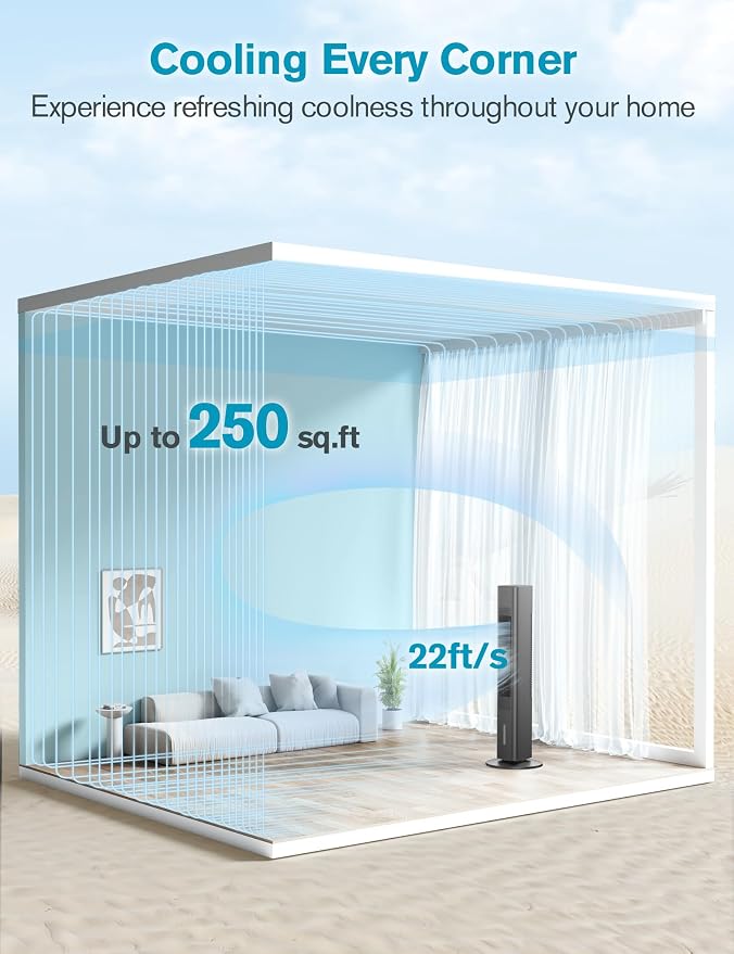 Windowless Portable Air Conditioners, 35" Evaporative Air Cooler w/1.2L Water Tank, 3 Ice Packs, 7H Timer, 60° Swing, No Hose No Window Needed, 3-IN-1 Portable AC Unit for Room Bedroom, Black-1