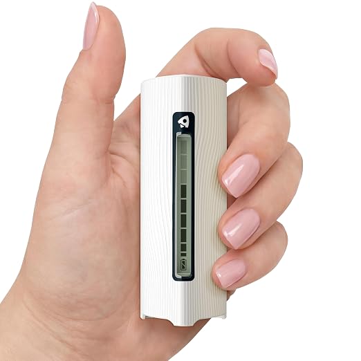Portable CO2 Tracker for Travel for Peak of Productiviy & Brain Fuel Monitor Indoor & Outdoor - Your Wellbeign Trainer Inside Rechargeable 6-Month Battery (Off White) iOS ONLY