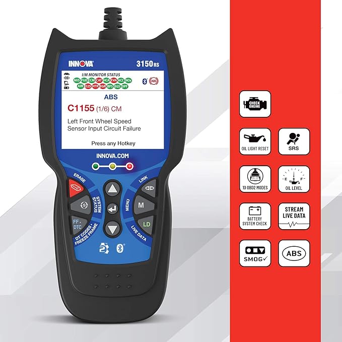 Innova 3150RS OBD2 Scanner / Car Code Reader with ABS, SRS, Live Data, and Service Light Reset