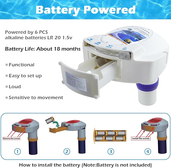 Inground Pool Alarm Wireless Connection, Water Motion Sensor Swimming Pool Immersion Alarms Detector System Battery Powered with Remote Receiver Alarm for Pool Safety for Kids Pets FCC-Compliant