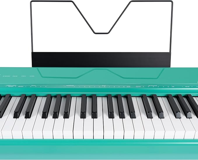 Alesis Recital Home Digital Piano with 88 Hammer Action Weighted Keys, Stand, Pedals and Lessons, Turquoise