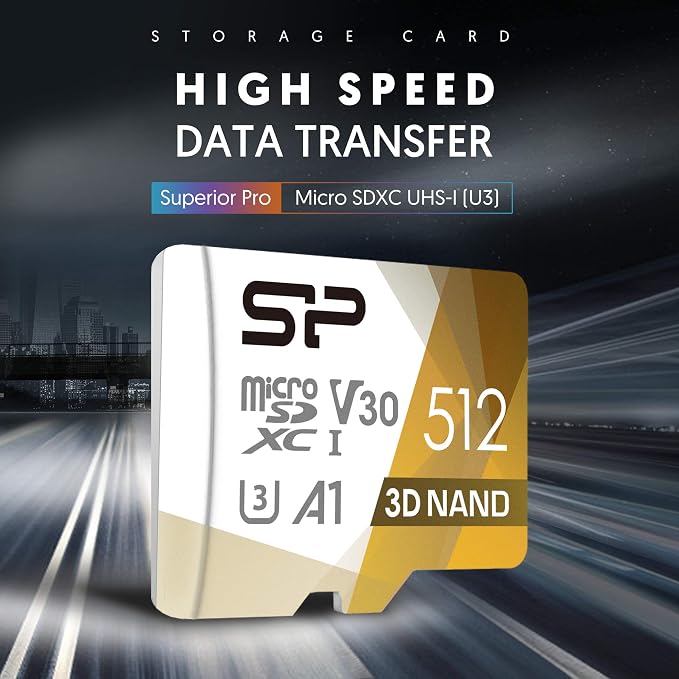 Silicon Power 512GB Micro SD Card U3 SDXC microsdxc High Speed MicroSD Memory Card with Adapter