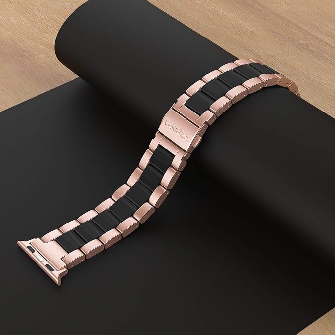 Wearlizer Compatible with Apple Watch Bands 38/40/41/42mm Womens Wristband for iWatch SE Stainless Steel Black Resin Stylish Metal Replacement for iWatch Series 11 10 9 8 7 6 5 4 3 SE/Ultra 3 2 1