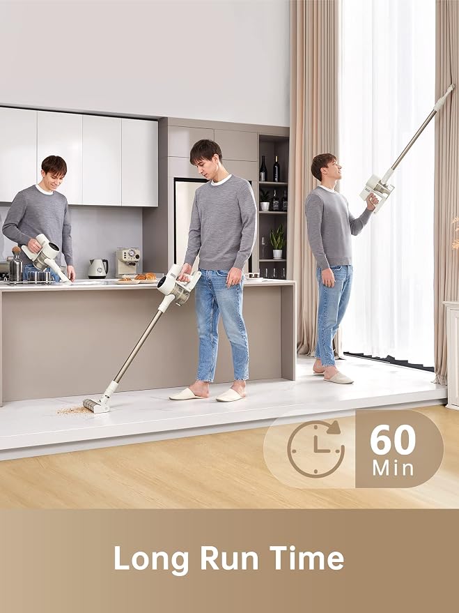 DREAME R10 Cordless Stick Vacuum Cleaner for Home, Powerful 120AW Suction with Anti-Tangle Brush, LED Headlights, Five-Layer Filtration, Up to 60 Mins, Handheld Vacuum Deep Clean Hair, Hard Floor