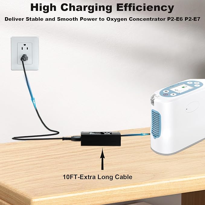 19V Charger/for Lifestyle Rhythm Healthcare P2, E6, E7, P2E6, P2E7, BA-P200, and BA-P201 Portable Oxygen concentrators; P2ACA-1, P2DCA-1, EDAC ED1010C, and EM11012E AC/DC Adapter Power Cords