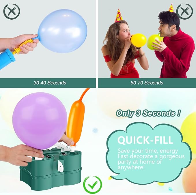 IDAODAN Electric Balloon Pump, Portable Electric Balloon Blower Machine Inflator Air Pump for Party Decorations