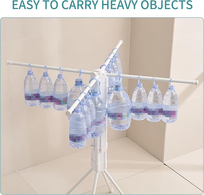 JOOM 4 Legs Clothes Drying Rack, Garment Rack Portable and Foldable Space Saving Laundry Drying Rack - Drying Rack Clothing 4rods16 Clips,Floor Folding Balcony Bedroom Household