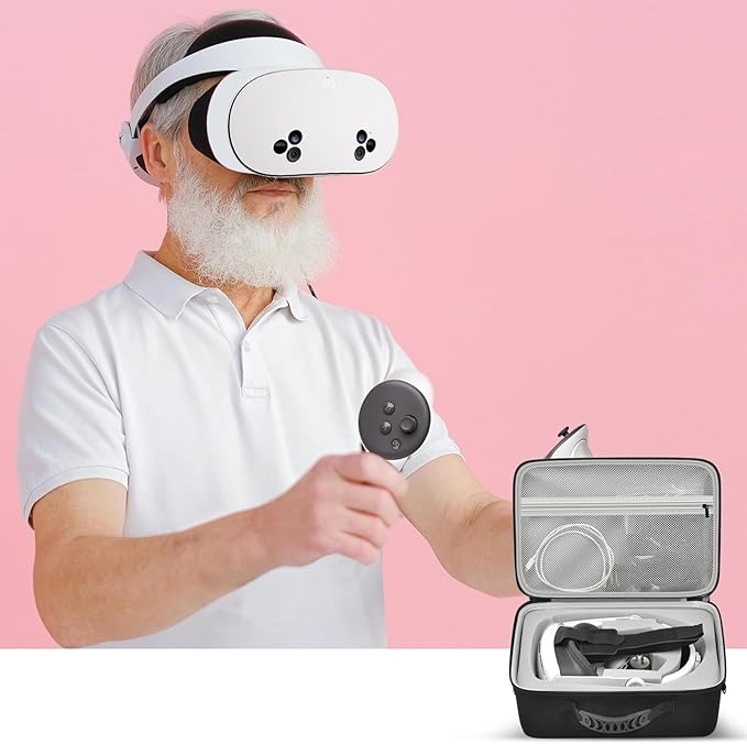 PAIYULE Carrying Case for Meta for Quest 3/ 3s, for Oculus Quest 2 Virtual Reality Headset/Touch Controllers/Elite Strap VR2 Accessories with Silicone Face Cover, Lens Protector-Grey(No Device)