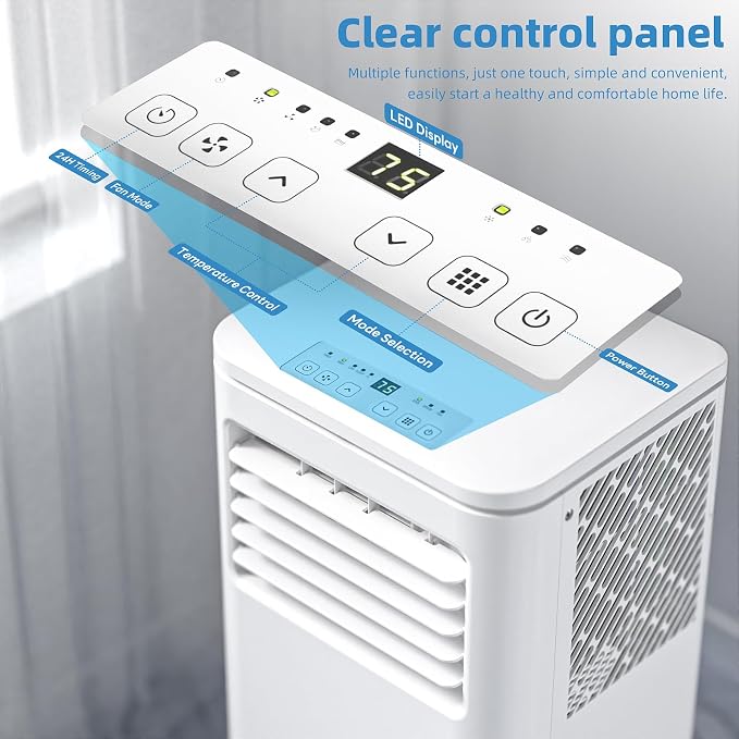 Antarctic Star 3-in-1 Portable Air Conditioners, 8000 BTU Portable AC Unit, Cools up to 350 Sq.Ft. with 24H Timer, Remote Control, Window Kit for Bedroom, Office, Dorm