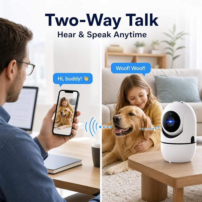 5G Indoor Camera for Home Security, 2K Pet Camera with Phone App, 360° PTZ Indoor Camera for Baby MonitorDog Camera Motion Detection, 2-Way Audio, Night Vision, Cloud&SD Card Storage, Works w/Alexa