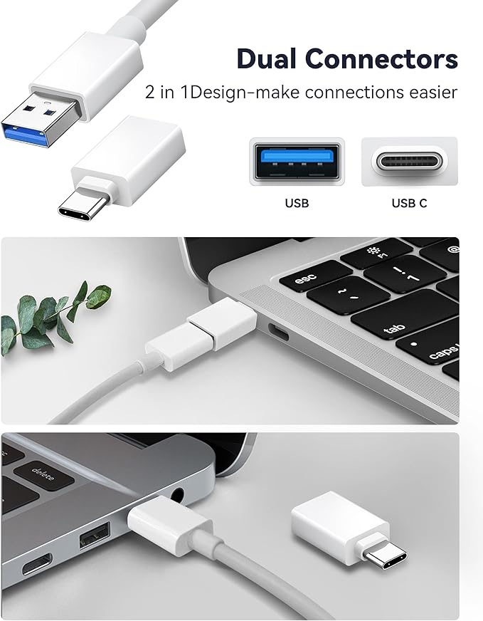 Fubiaofei SD Card Reader, 5 in 1 USB USB-C Dual Connector to SD/TF/CF/Micro SD/XD/MS Multi Memory Card Reader OTG Adapter -Compatible with Windows/Mac/Linux/Android, Plug & Play