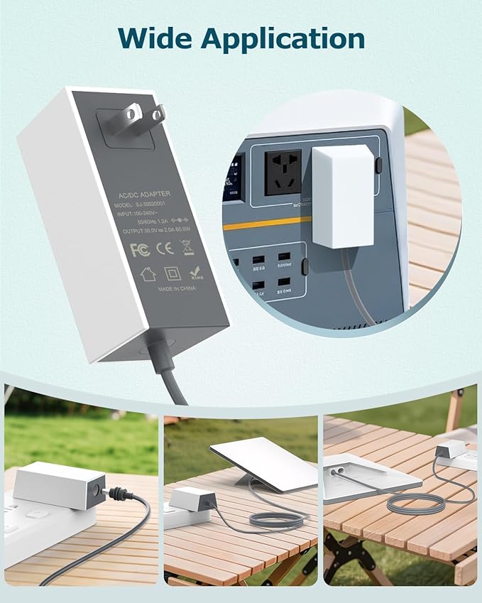 Starlink Mini Power Supply Adapter 30V 2A 110V-240V AC to DC Chager Adapter for Starlink MINI 12V Power Cable Wall Plug 60W Fast Charger Waterproof, Compatible with Star Link Mini DC Cord