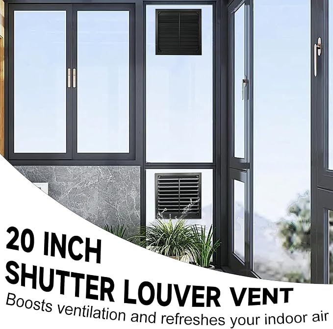 20 Inch Automatic Exhaust Shutter Louver Vent, 2Pcs Aluminum Gravity Shutters Louver for Windows Outside, Home Attics, Greenhouse Vent
