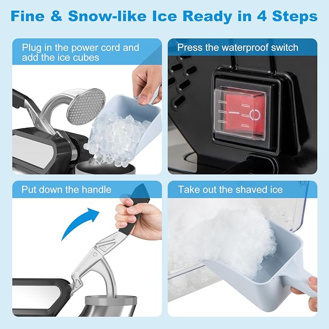 COSTWAY Electric Ice Crusher, 660 LBS/H Snow Cone Machine with Dual Blades, 300W ETL Approved Shaved Ice Machine for Home Parties, Restaurants and Bars (Black)