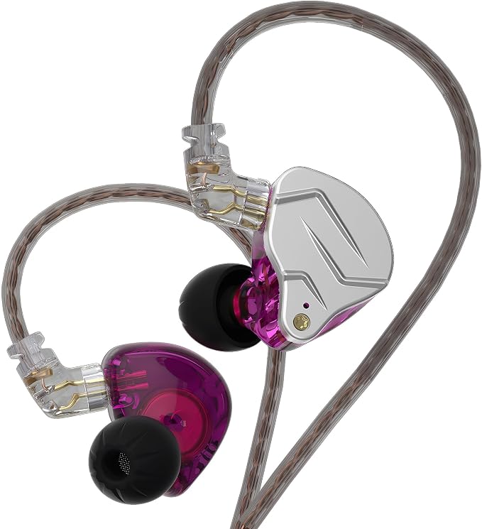 KZ ZSN Pro Dynamic Hybrid Dual Driver in Ear Earphones Detachable Tangle-Free Cable Musicians in-Ear Earbuds Headphones (Purple Without Mic) | Dynamic / balanced armature Hybrid Dual Driver in Ear Earphones Detachable Tangle-Free Cable Musicians Headph...
