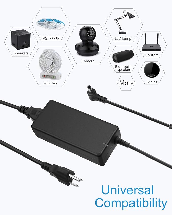 ALITOVE 12 Volt Power Supply 8A 96W AC Adapter 100-240V 50-60Hz to DC 12V Power Supply Adapter 8Amp 6A 5A Transformer 5.5x2.5mm Plug for DC12V Device LED Lights CCTV Camera Fan Printer