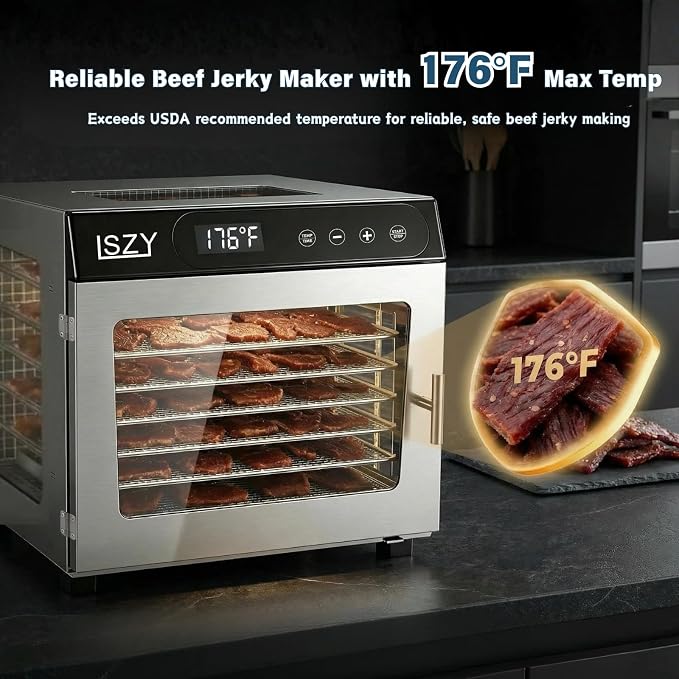 Food Dehydrators, 8 Trays Dehydrator Machine for Jerky, 24H Timer 176°F Temperature Control 800W Powerful Food Dryer Dehydrator for Beef Meat,Fruit,Herb,Mushroom,Dog Treats (8 Trays)