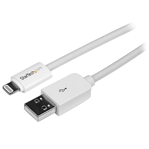 StarTech.com 3m (10ft) Long White Apple 8-pin Lightning Connector to USB Cable for iPhone / iPod / iPad - Charge and Sync Cable (USBLT3MW)
