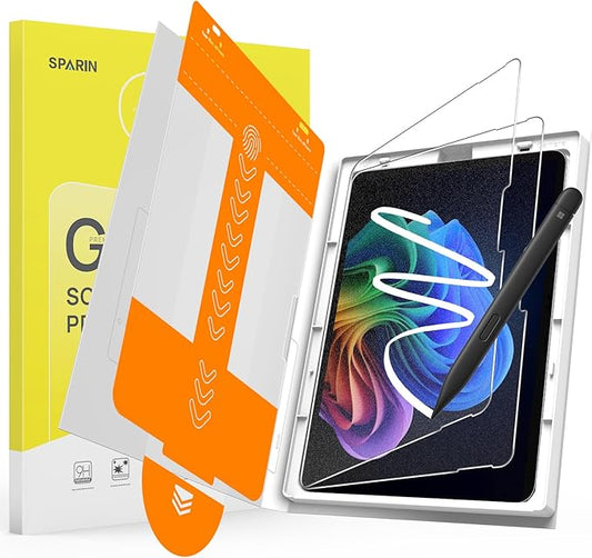 SPARIN Paper Glass Screen Protector for Microsoft Surface Pro 12 Inch 2025 Released, 2 Pack Tempered Glass with Easy Alignment Tool, Matte Anti-Glare, Write Like on Paper, Surface Pen Support