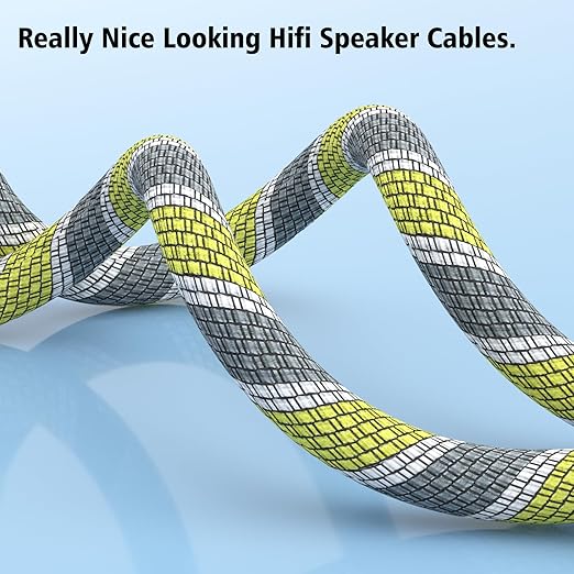 Monosaudio 9AWG Speaker Cable with Banana Blugs 2 x 6.3 mm² HiFi Audiophile Speaker Cable 1 Pair,OFC Gold Plated Brass Banana Plug Connectors for Speakers,Amplifier,Audio Video,AV Receivers（3M/9.9Ft）