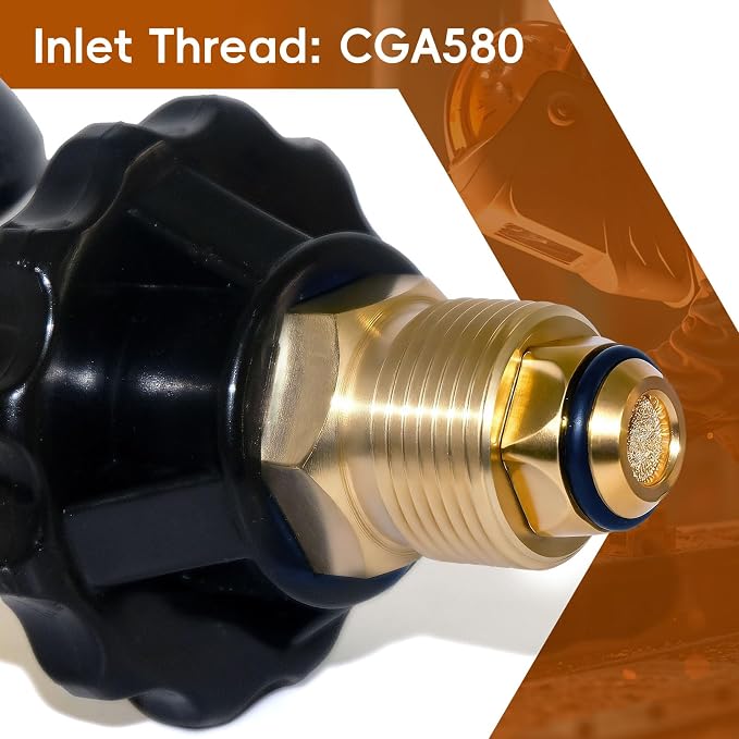 Helium Latex Balloon Filler Air Flow Inflator Regulator 0-3000 PSI with Gauge for CGA580 Tank Valve, Balloon Helium Tank Regulator Filler Valve