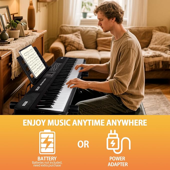 88 Key Piano Keyboard, Semi Weighted Electronic Digital Piano with Music Stand, Power Supply, Sustain Pedal, Bluetooth, Stand, MIDI, for Beginner Professional at Home, Stage
