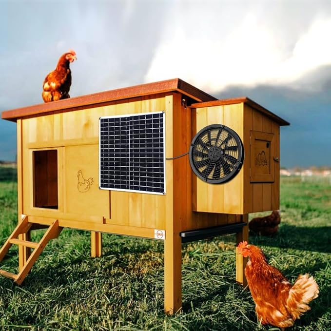 Solar Fan, 20W Weatherproof Solar Powered Fan with DC Fan for Small Chicken Coops, Greenhouses, Sheds,Pet Houses, Window Exhaust
