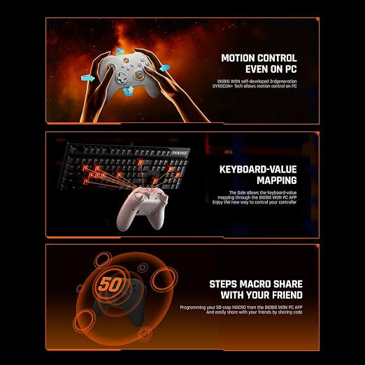 PC Controllers, BIGBIG WON Gale Hall Wireless Controllers, Motion Control, Hall Joysticks&Triggers, 3 Pairs of Thumbsticks, PC App Game Controllers for Switch/Switch2/iOS/Android Wireless Gaming Controller