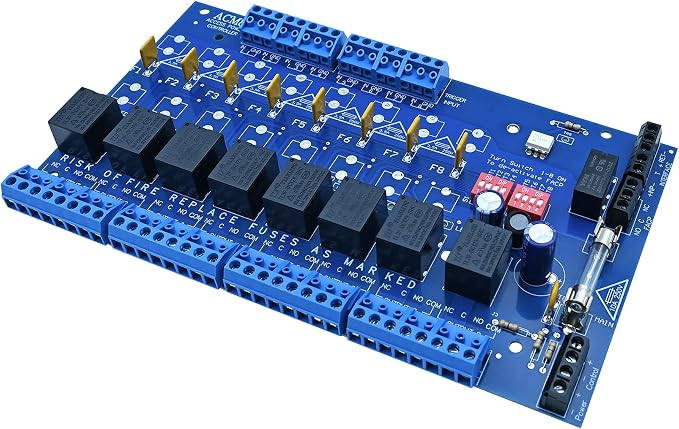 ACM8CB-Upgraded Channel Access Power Controller Module, Compatible with Altronix ACM8CB Specifications, for Security and Access Control Systems, Supports 12-24 Volt DC Input. Sold by YABUYALI.