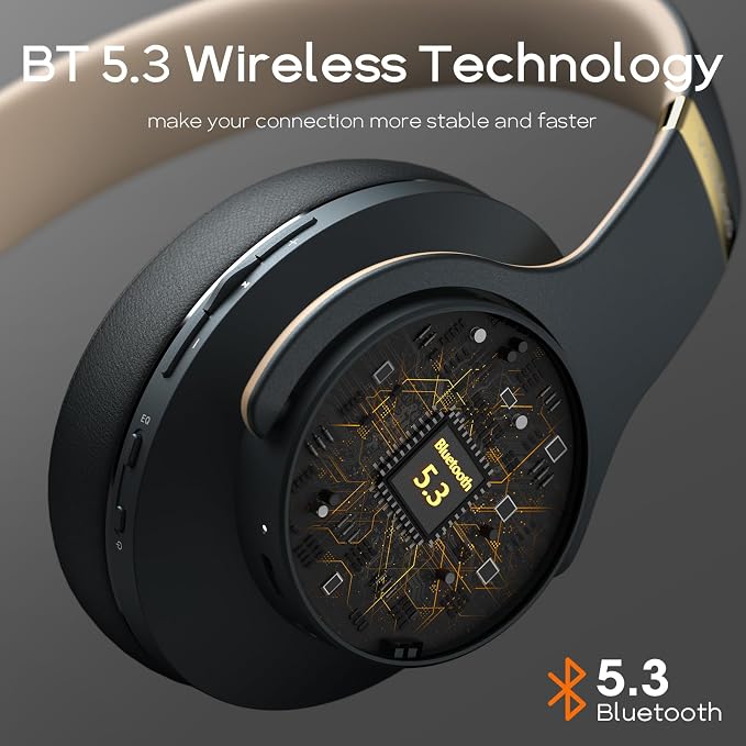 DOQAUS Bluetooth Headphones Over Ear, 90H Playtime, 3 EQ Modes, HiFi Audio, ENC Mic, Reinforced Durable Frame & Soft Earpads for Extended Wear, Phone, PC, Travel